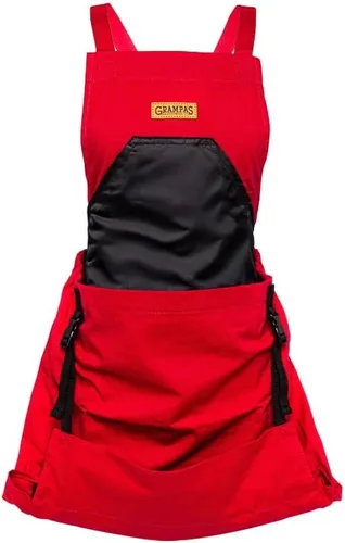 Vista 8 de Grampa's Garden - Delantal de jardinería con espalda cruzada con bolsillos para mujeres y hombres Delantal de cosecha con bolsa de canguro grande