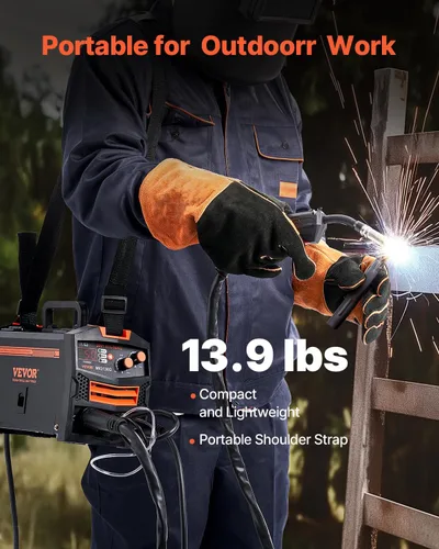 Vista 7 de VEVOR Soldador MIG, Máquina de Soldadura Sinérgica MIG de 130A, Soldadora Multi-Proceso 2-en-1 MIG de Núcleo de Flujo con Gas/sin Gas, Soldador MIG
