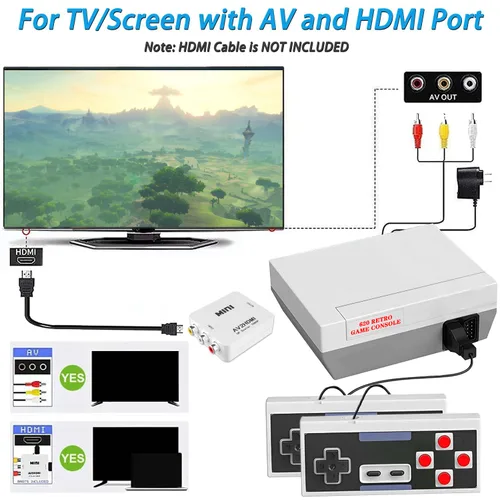 Vista 3 de SHEPUDRUC Retro Gaming Console with 620+ Built-in Games, Classic Retro Game Console AV And HDMI Output, 8-Bit Classic Video Gaming Consoles with 2
