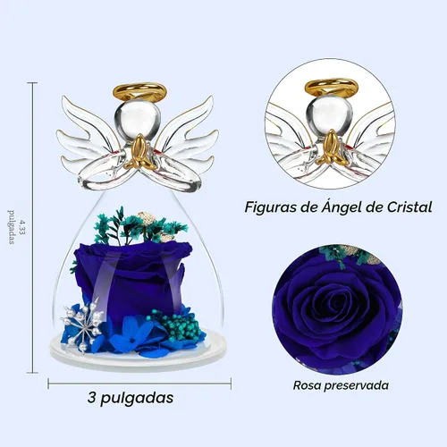 Vista 5 de Flores preservadas para entrega, regalos de cumpleaños para mujeres, mamá, abuela Christmas Rose Gifts for Women Mom Her,Glass Angel Figurines