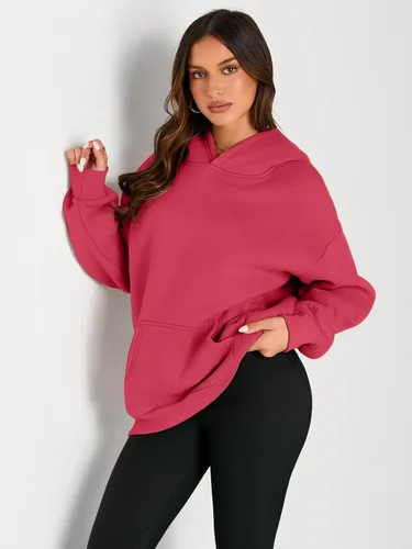 Vista 128 de Trendy Queen - Sudaderas extragrandes con capucha para mujer, suéteres de manga larga, sin botones, de vellón, de otoño, ropa de invierno