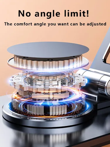 Vista 6 de Paquete de 2 soportes plegables dobles para teléfono celular con silicona, soporte de aluminio ajustable de 360° para teléfono de escritorio