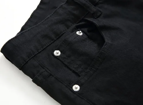 Vista 4 de Pantalón de jean elastizado, ajustado, moderno, para hombre.
