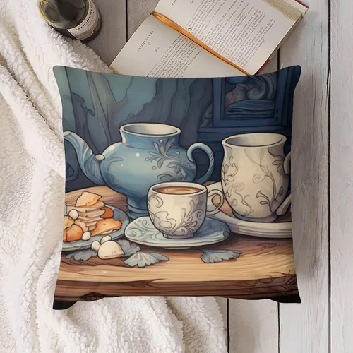 Vista 4 de Pillowcase Coffee Kitchen Cojines Decorativos para Sala Coffee Theme Decorative Pillowcase Square Cushion Cover for Bed Sofa Living Room 22 "x22
