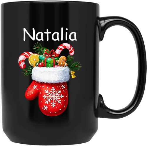 Vista 19 de Taza personalizada con nombre, diseño de muñeco de nieve con nombre, tazas de café de Navidad de muñeco de nieve, regalos personalizados para árbol
