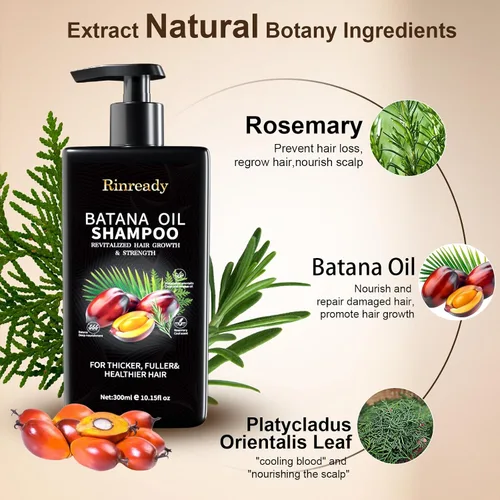 Vista 5 de Batana - Champú de romero para cabello adelgazante, champú fortalecedor de biotina para hombres y mujeres, cuidado nutritivo del cuero cabelludo