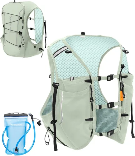 Vista 12 de Sportsnew Chaleco para correr para mujeres y hombres, mochila ligera de hidratación de 10L con bolsillo impermeable para teléfono, paquete