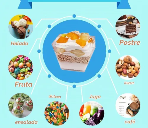 Vista 4 de Mistari Paquete de 50 vasos de postre de plástico transparente con tapas y cucharas, mini tazas de parfait y tazas de pudín para tarta de queso