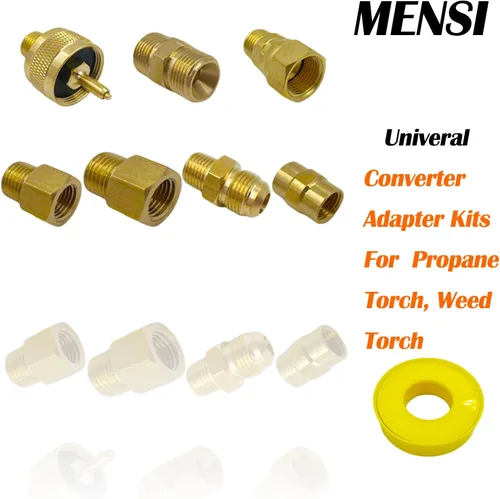 Vista 7 de MENSI Kit convertidor de botellas de tanque de propano de gas con antorcha de malas hierbas, ajuste de 1 libra con 3/8 "NPT, 1/4 "NPT, M12X1.25