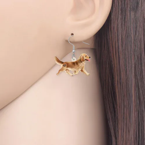 Vista 2 de Lindos aretes de acrílico para perro, diseño de perro salchicha y perro salchicha, joyería para regalar a chihuahua para mujeres y niñas, niños