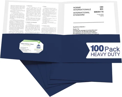 Vista 18 de Zzrywuty 100 Paquetes de Carpetas de Archivo de Dos Bolsillos con Ranura para Tarjetas de Visita, Papel Texturizado, Tamaño Carta, Capacidad