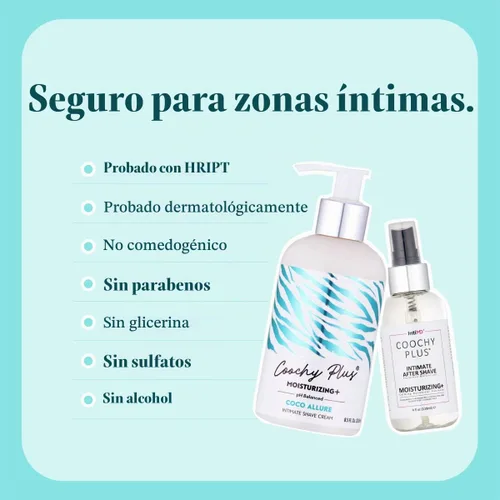Vista 6 de Coochy Plus Coco Allure - Crema de afeitar íntima + kit para después del afeitado para mujer Made in USA Kit: Coco Allure intimate shaving cream +