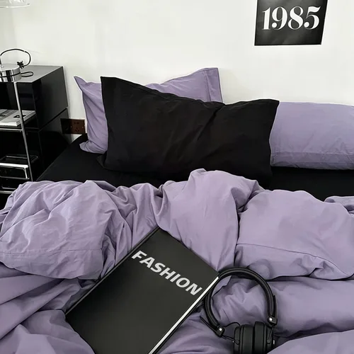 Vista 313 de mixinni Juego de funda de edredón vintage a rayas, tamaño twin, juego de ropa de cama de 3 piezas, 100% algodón lavado, suave y transpirable, funda