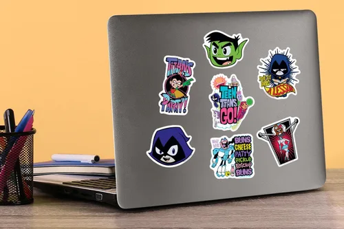 Vista 5 de ¡Teen Titans Go! - Calcomanías de vinilo impermeables con diseño de logotipo