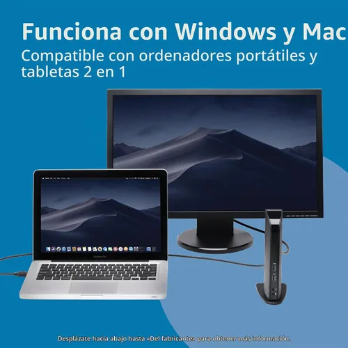 Vista 4 de Kensington Estación de acoplamiento de doble pantalla USB 3.0 para MacBooks, Windows y Surface (K33972US)