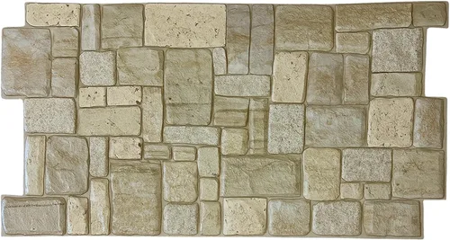 Vista 3 de Dundee Deco PG7006 Piedra caliza sintética beige claro, 3.2 pies x 1.6 pies, panel de pared 3D de PVC, decoración de paneles de pared de diseño