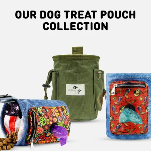 Vista 3 de INSPECTOR TAIL Bolsa de golosinas para perros con cordón para evitar derrames, bolsa de 2 tazas Manos libres con 4 formas de llevar bolsa