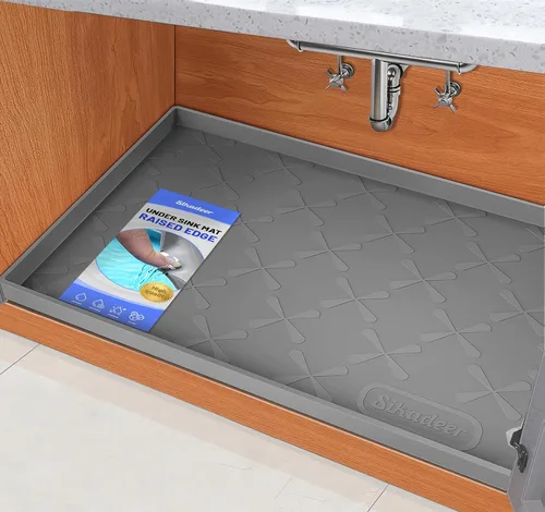 Vista 9 de SIKADEER Tapete impermeable de 19 x 19 pulgadas para debajo del fregadero, tapete de silicona para estante de cajones de cocina y revestimiento