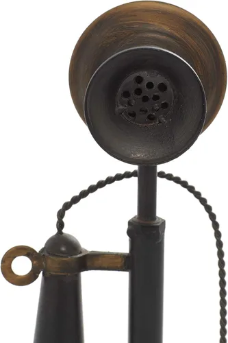 Vista 7 de Teléfono antiguo de metal con receptor y micrófono (no funciona) Abalorio de decoración antigua, escultura de teléfono vintage, hierro, negro