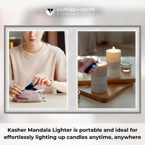 Vista 3 de Kasher Estuche para encendedor de mandala con encendedor, construcción elegante y duradera, herramienta multiusos ligera, portátil, accesorio