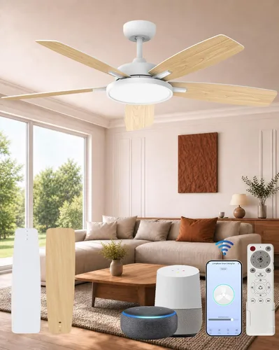 Vista 14 de Roomratv - Ventilador de techo inteligente compatible con App/Alexa/Google Negro