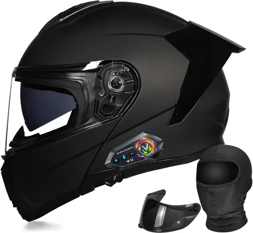 Vista 13 de Casco modular de motocicleta con Bluetooth abatible de cara completa aprobado por DOT FMVSS-218 con doble visera, multiventilación, diseño