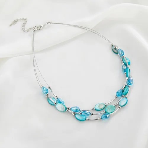 Vista 4 de Collar a capas con cristal para mujer, gargantilla con cadena de plata gruesa, regalo de cumpleaños para mujer
