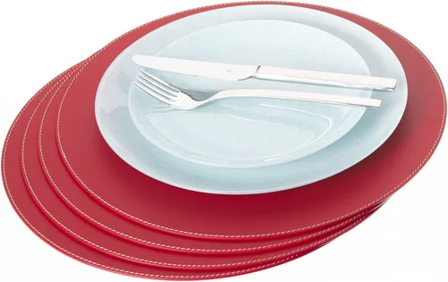 Vista 6 de Nikalaz Nikalaz - Juego de 4 manteles individuales redondos de cuero reciclado de 15 pulgadas, decoración de mesa de comedor y cocina (negro)