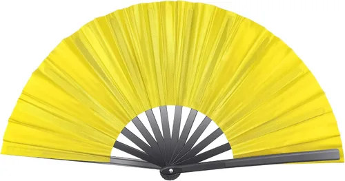 Vista 13 de Quacc Ventilador de mano plegable grande de 13 pulgadas, tela de nailon vintage, retro, gran abanico para baile de línea, festival chino de Kung Fu