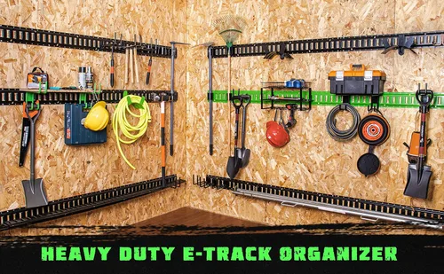 Vista 7 de Paquete de 2 soportes para mangueras E-Track, ganchos resistentes para mangueras, cables y cables organizados, color verde