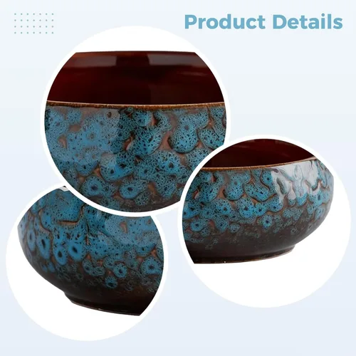 Vista 5 de Kung Fu Teaware Accessory, 2.6 X 6.5 In Ceramic Tea Wash Bowl, Reactive Glaze Lotus Planter Bowl