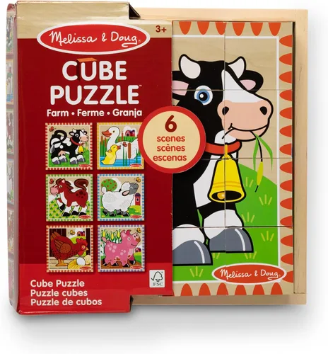 Vista 9 de Rompecabezas en cubo de granja de Melissa & Doug, Multicolor