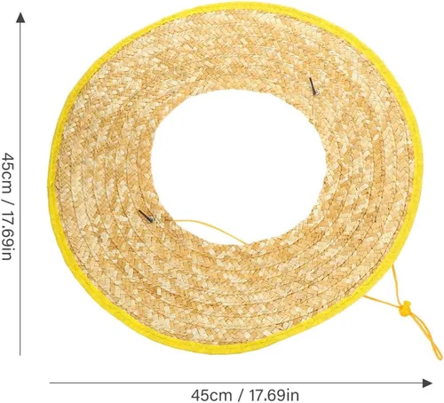 Vista 2 de UKCOCO Capucha de protección solar, sombrero duro de paja de trigo, transpirable y ligero, ideal para trabajadores de la construcción, trabajo