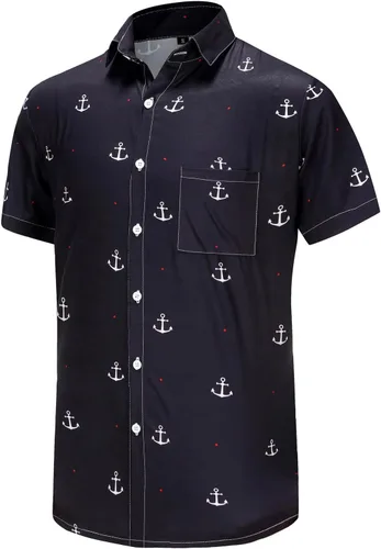 Vista 235 de KYKU - Camisa hawaiana funky para hombre, ropa tropical para vacaciones en Palm Beach