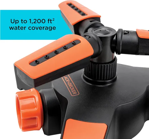 Vista 3 de Black + Decker® - Aspersor ajustable de 3 brazos, cobertura de 360°, rociador personalizable, cobertura de 1,216 pies cuadrados BD8428