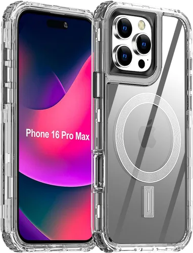 Vista 21 de AICase para iPhone 16 Plus, Funda Transparente Compatible con MagSafe, Protección contra Caídas de 3 en 1, Resistente a Prueba