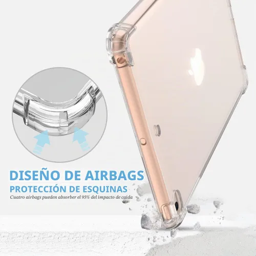Vista 4 de Callyue Funda transparente para iPad mini 5 / Mini 4 / Mini 3 2 1, funda protectora de goma suave de silicona de esquina lateral para tableta Apple