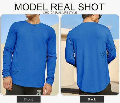 Vista 4 de JMIERR Mens 3 Pack Cotton Hipster Hip Hop Longline Crewneck T-Shirt