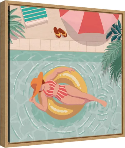 Vista 2 de Amanti Art Lienzo enmarcado para pared, 16 x 16 pulgadas, diseño de chicas de playa II, por Janelle Penner, lienzo enmarcado para pared, obras