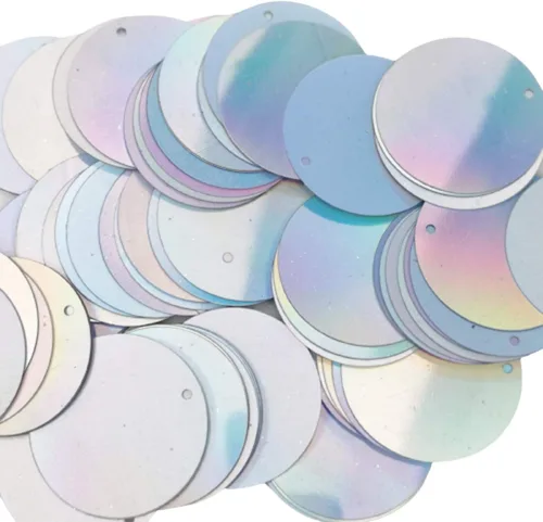 Vista 2 de Paillettes de lentejuelas sueltas holográficas plateadas para bordado, novia, apliques, artes, manualidades y adornos (0.236 pulgadas)