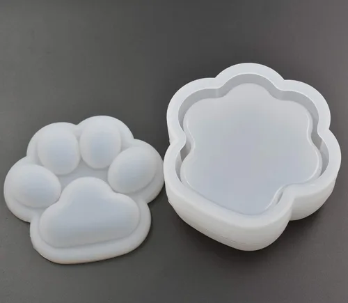 Vista 5 de Caja con forma de pata de gato, molde epoxi, molde de resina para bricolaje, lindo contenedor de pata de gato, molde de silicona para almacenamiento