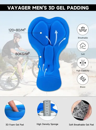 Vista 5 de VAYAGER - Pantalones cortos de ciclismo con acolchado 3D para bicicleta de montaña, ajuste holgado, ligeros
