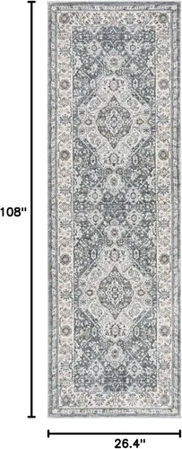 Vista 92 de SAFAVIEH - Colección Isabella, alfombra decorativa - 2'2" x 5', azul y crema, diseño oriental, no desprende pelusa y fácil cuidado, ideal para áreas