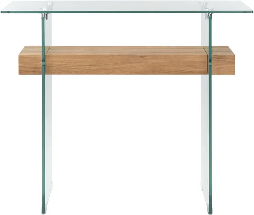 Vista 7 de Safavieh Home Kayley Mesa consola de cristal y roble negro