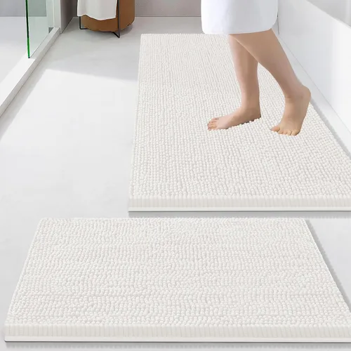 Vista 82 de Juego de alfombras de baño Smiry de 2 piezas, suave alfombra absorbente de chenilla y juego de alfombra en forma de U para inodoro, alfombra de baño
