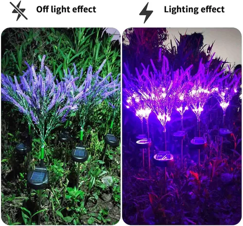 Vista 5 de Luces solares para exteriores, luces de jardín de lavanda, impermeables, luces decorativas insertadas para patio, iluminación de paisaje, luz