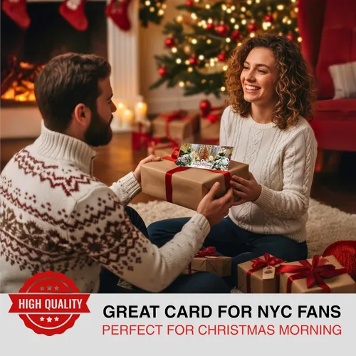 Vista 6 de Angels At Rockefeller Center NYC - Juego de 6 tarjeteros de Navidad con sobres blancos - Season's Greetings Holiday Tri-Fold Cash, cheques
