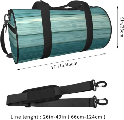 Vista 2 de Large Duffle Bag for Travel - Retro Cyan Wood Grain A Print Gym Bag for Women Men, Travel Foldable Bags for Women Men with Zippered Multiple Pockets