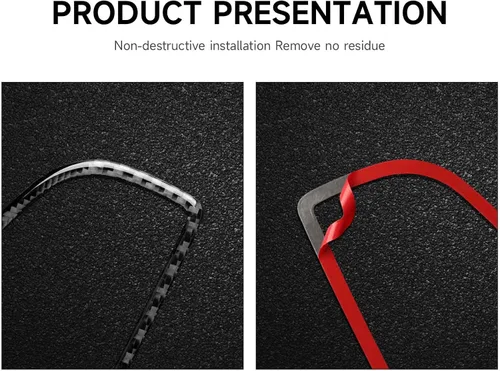 Vista 4 de Calcomanías de ventilación para consola central de automóvil, accesorios para Dodge Challenger 2015-2023, calcomanías interiores de fibra de carbono
