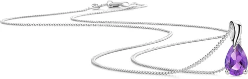 Vista 2 de Collar de oro de 14 quilates para mujer, oro blanco de 14 quilates, oro amarillo 585 con forma de pera, rubí, zafiro, esmeralda, topacio, piedra